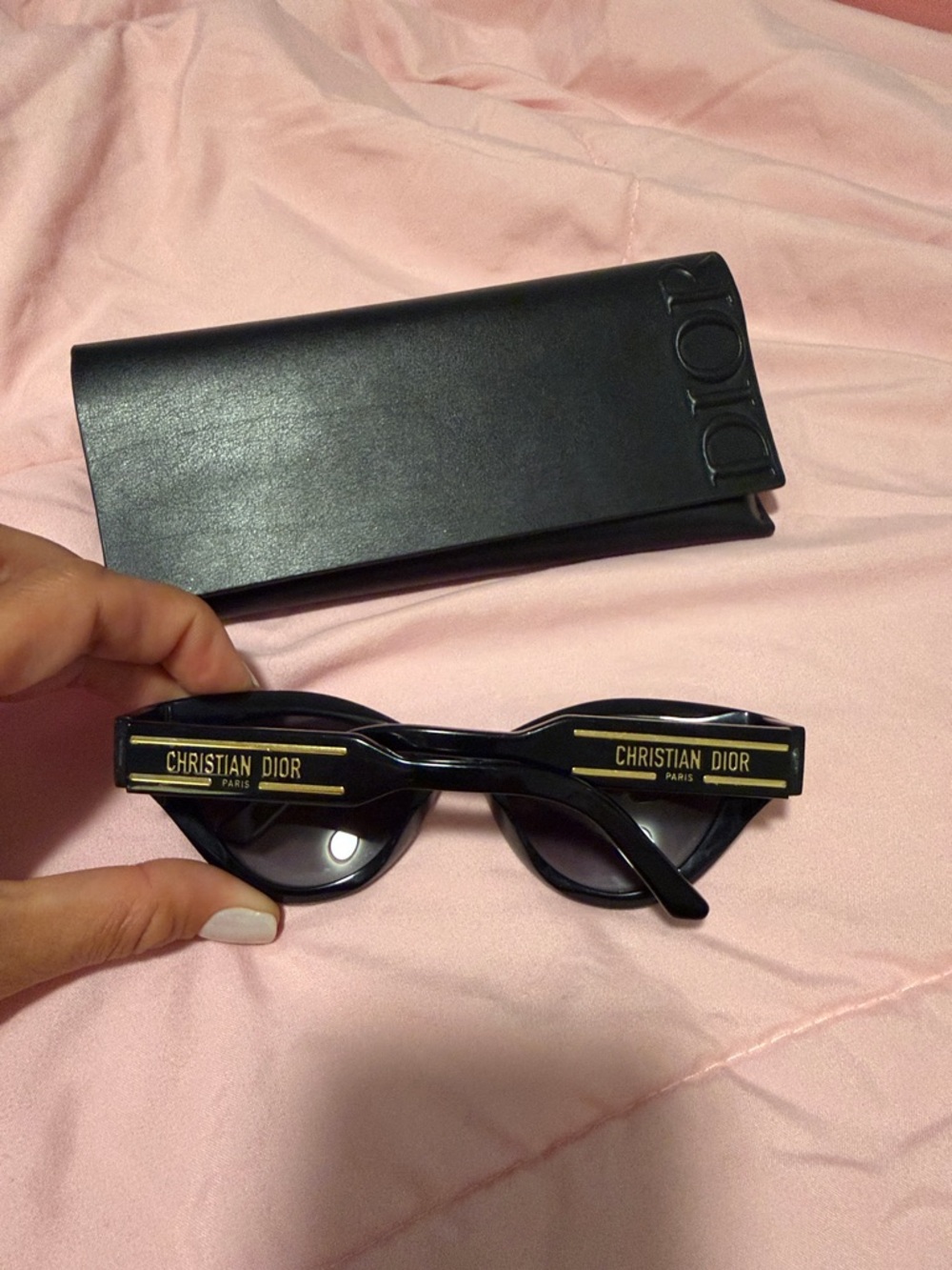 Dior Black Cat‑Eye Sunglasses with Matching Black Case - Picture 2 of 10